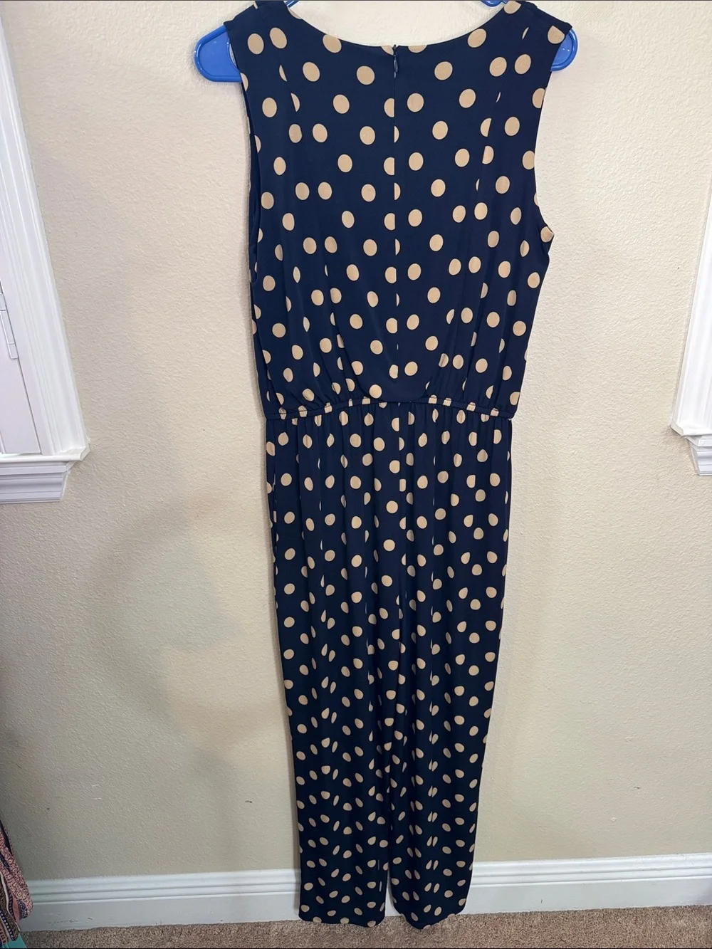 Navy Sleeveless Polka Dot Maxi Dress